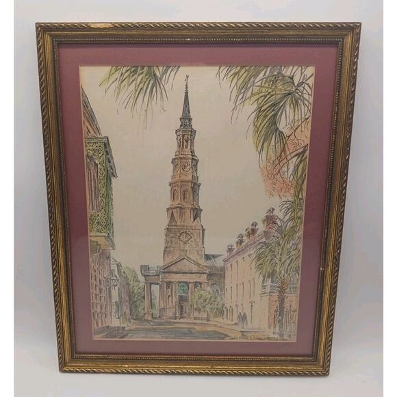 Julia Homer Wilson St. Philip's Church Art Print Dock Street Charleston SC Frame - Picture 1 of 16